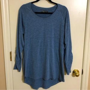 Prana Women’s Ada Blue Heathered High Low Jersey Knit Top Size Medium